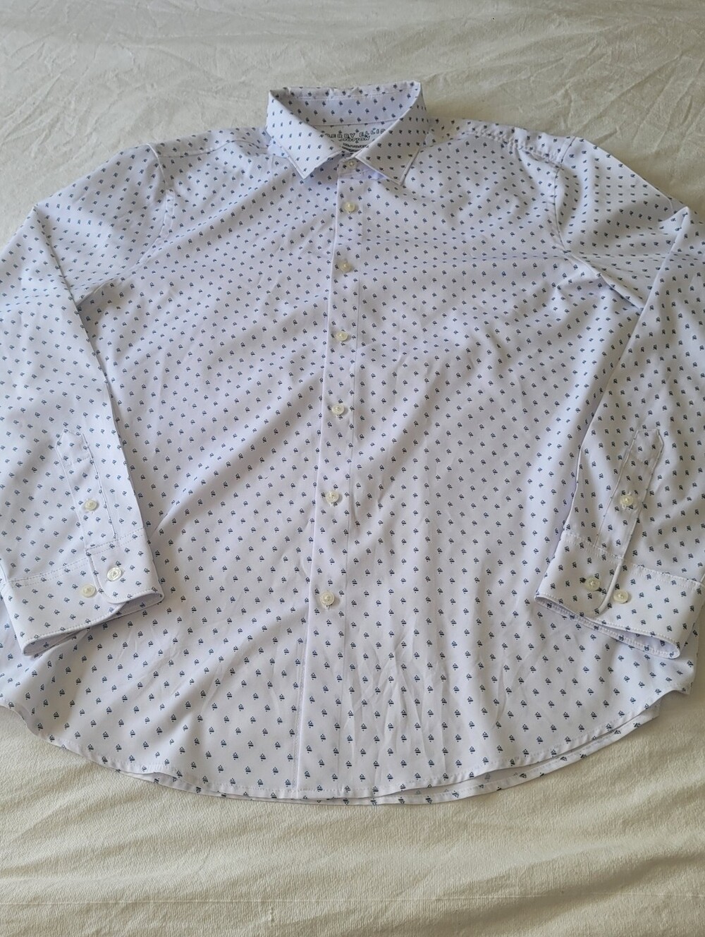 Perry Ellis Motion Shirt Mens XL Long Sleeve Geometric Print Stretch Preppy Golf